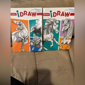 New Lot 2  iDRAW "learn to draw" instructional activity books - Horses/Dinos